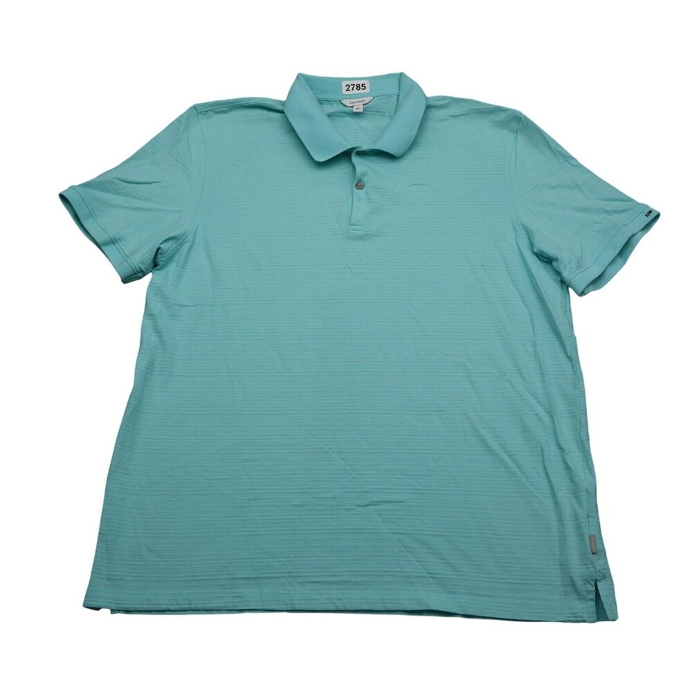 Calvin Klein Shirt Mens Large L Blue Polo Rugby Camp Preppy CK Casual